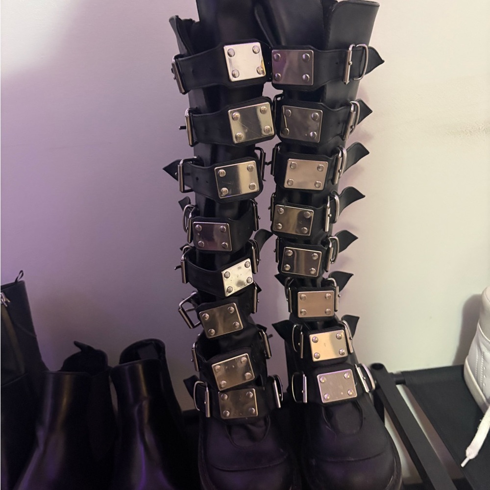 Demonia Black Multi-Buckle Platform Boots - image 2